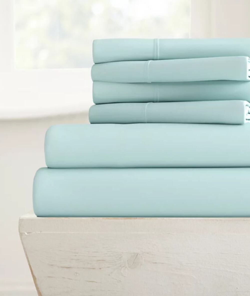 ienjoy Home Solids in Style 6-Pc. Sheet Set, Queen Color:Aqua